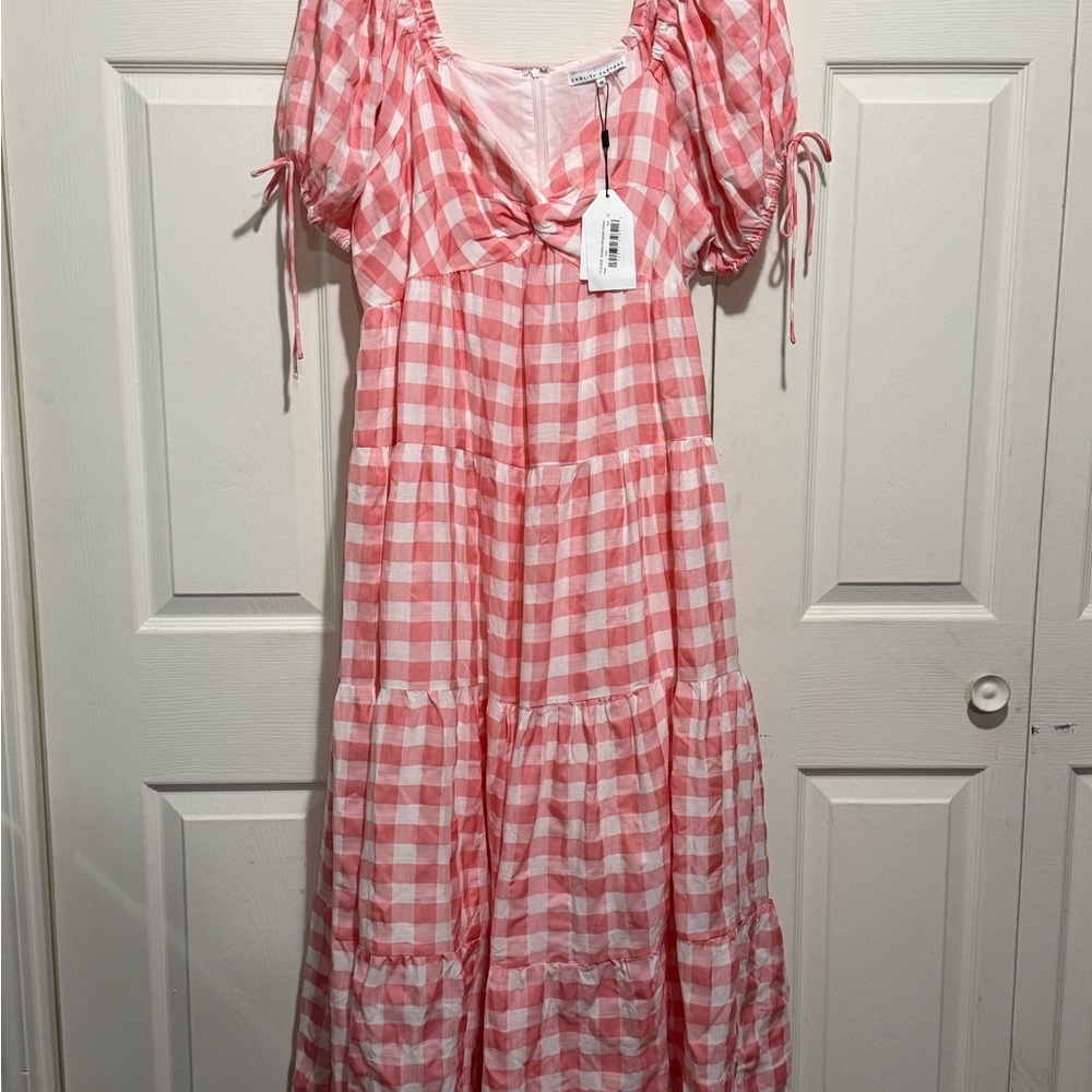 English Factory Pink and White Gingham Maxi Dress